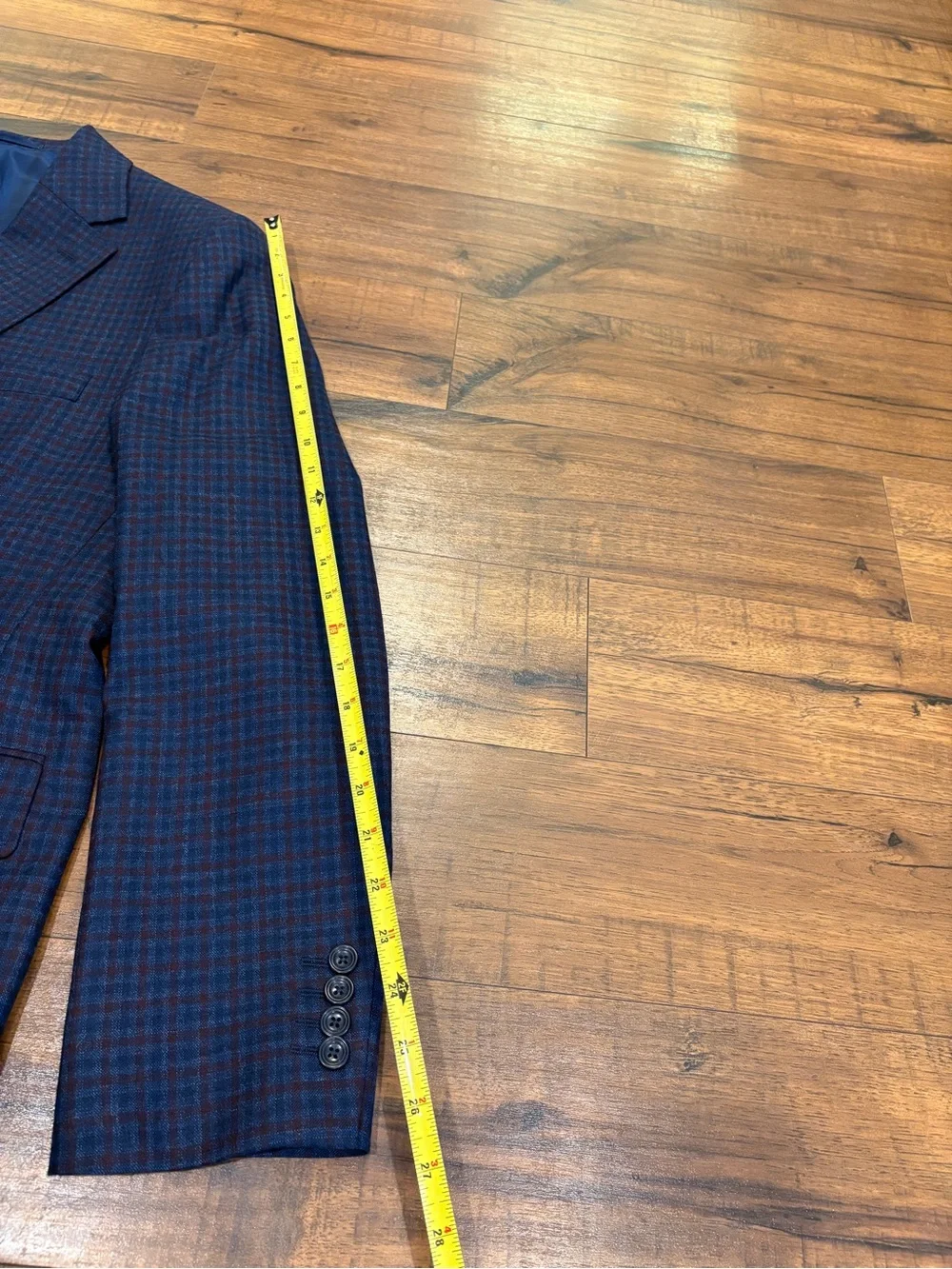 Charles Tyrwhitt Wool Texture Jacket Blazer Men’s 44 Ink Blue Check Light Weight
